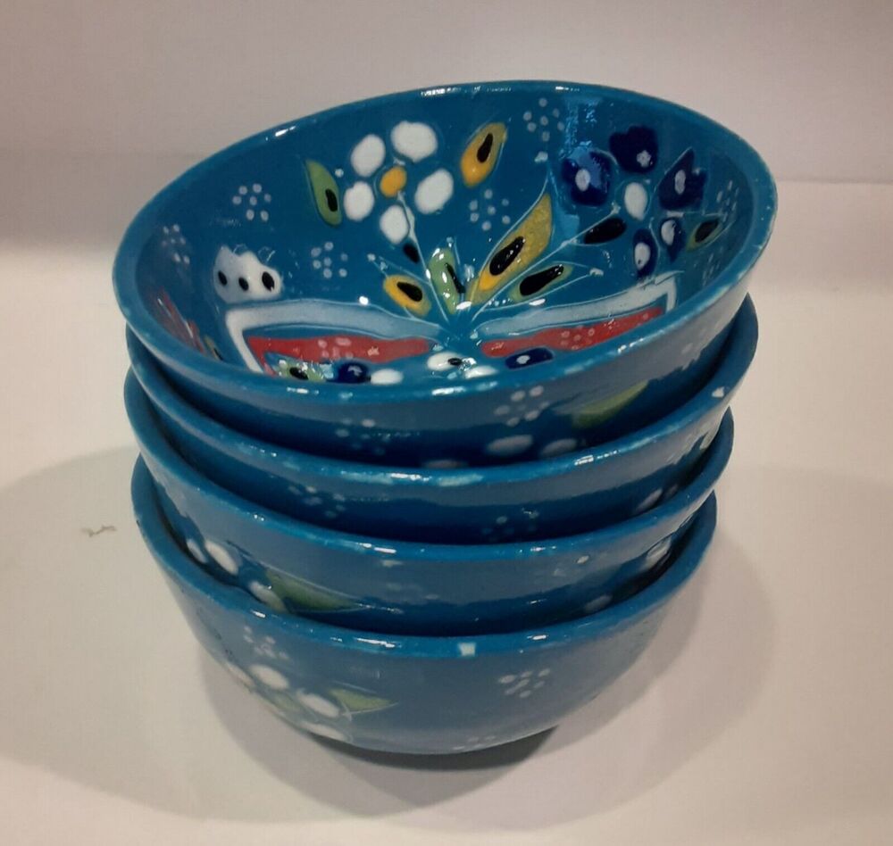 Handmade Hand Painted Mini Bowl Set 4pc Beautiful